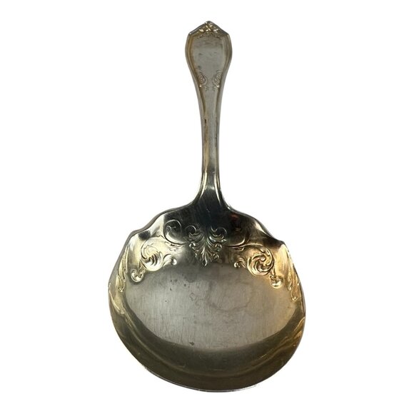 Antique Rogers Bros 1910 Concord Floral Swirl Sugar Sauce Spoon Nickel Silver - Picture 5 of 7